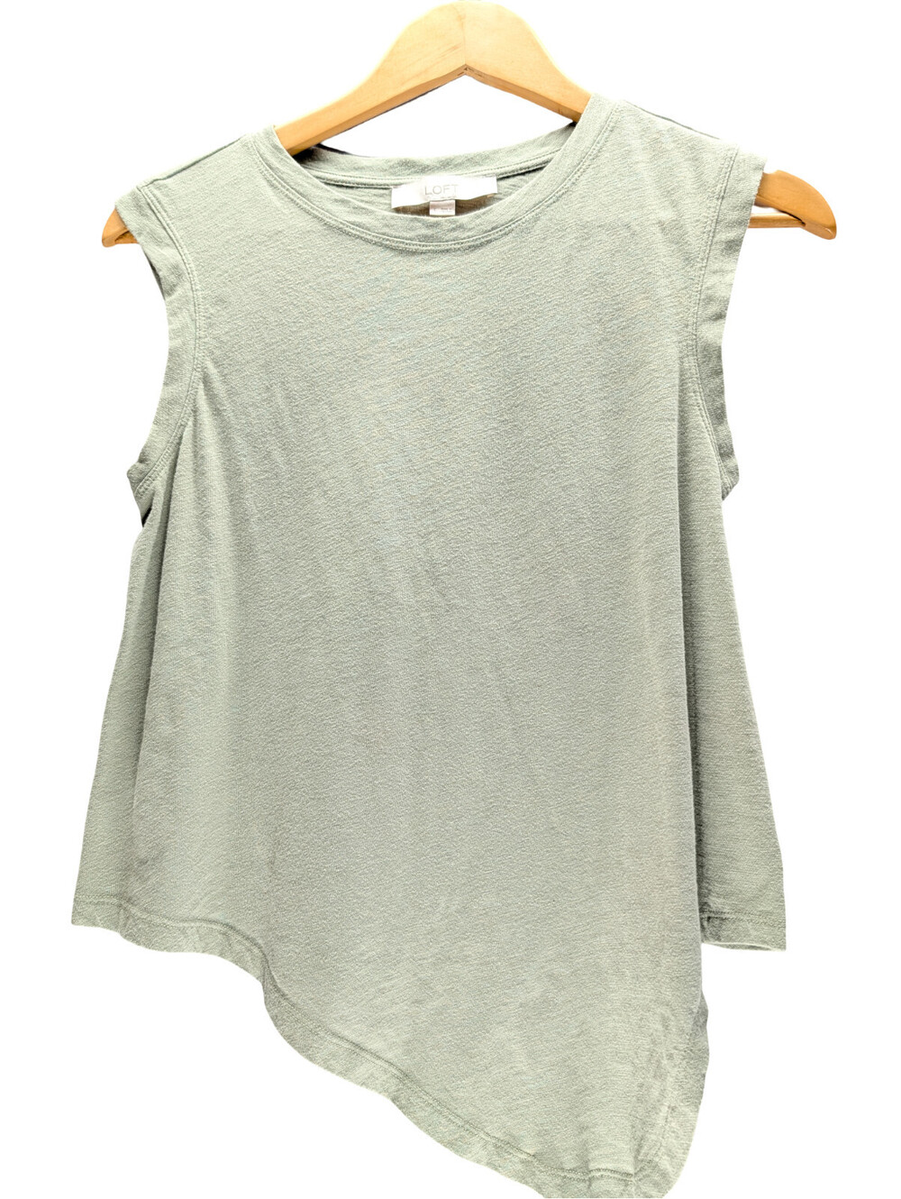 LOFT Top Women S Cap Sleeve Asymmetrical Hem Sage Green